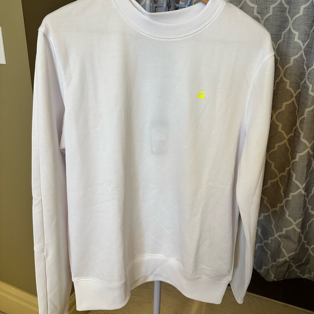 NWT G-Star White Sweatshirt with Yellow Accent